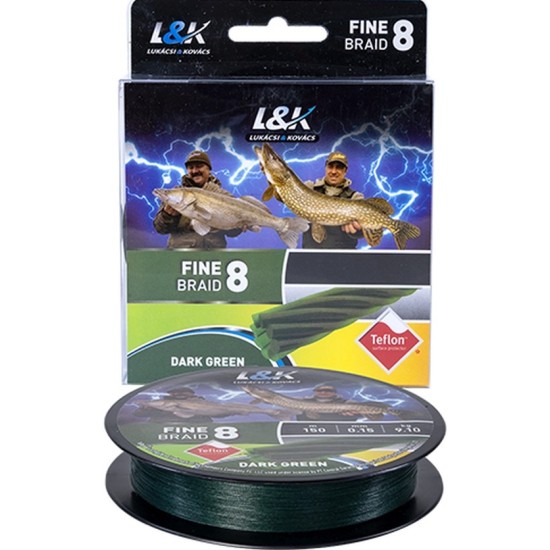 Fir Textil EnergoTeam L&K Fine Braid, Verde Inchis, 150m, 9.1kg