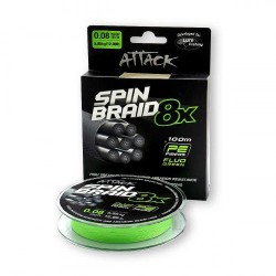  Fir Textil Attack Spinbraid 8X Verde Fluo 100m / 0,14mm / 9,18kg