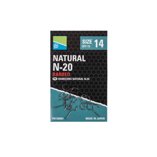 Carlige cu Micro Barbeta Preston Natural N-20, 15buc/plic, Nr.14