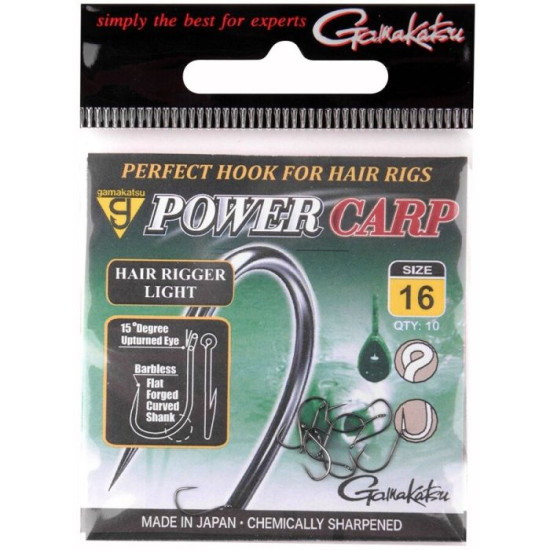 Carlige Gamakatsu Power Carp Hair Rigger Light, 10buc/Plic, Nr.12