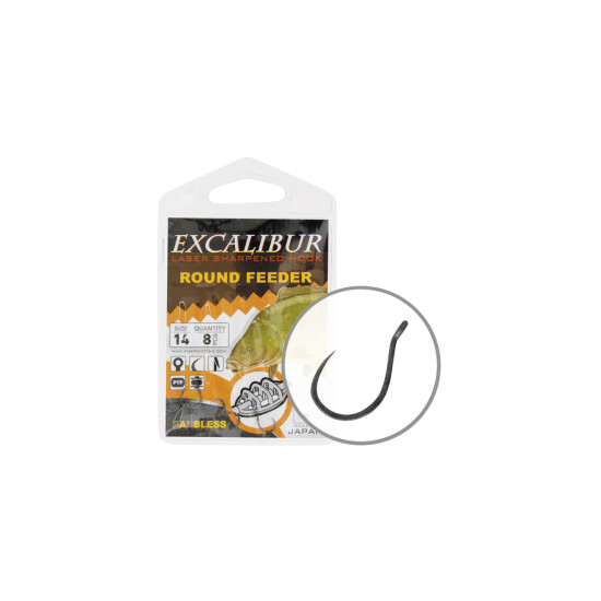 Carlige Energoteam Excalibur Round Feeder Barbless Nr.10 8buc/Plic