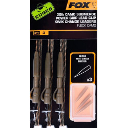 Montura Fox Edges Submerge Camo Leader Lead Clip Kwik Change Kit, 3buc/set, 30lbs