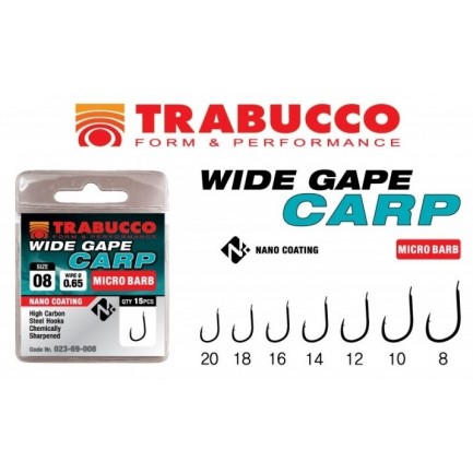 Carlige Trabucco Wide Gape Carp Nr.08, 15buc/plic
