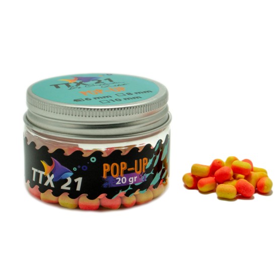 PoP-Up TTX21 Dumbell Portocaliu+Galben Bubble Gum, 6mm, 20gr PoP-Up TTX21 Dumbell Portocaliu+Galben Bubble Gum, 6mm, 20gr
